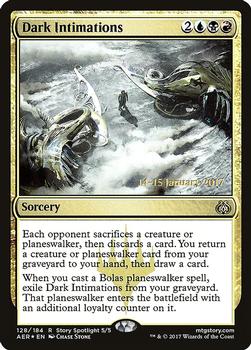 2017 Magic the Gathering Aether Revolt - Prerelease Promos #128 Dark Intimations Front