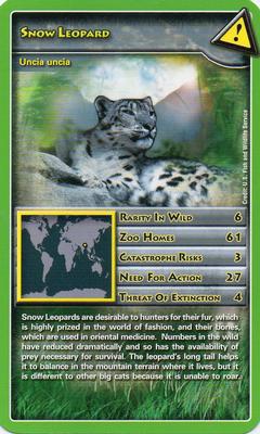 2007 Top Trumps Wildlife in Danger #NNO Snow Leopard Front