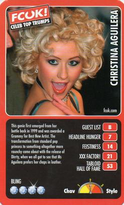 2005 Top Trumps Limited Editions FCUK! Celebs #NNO Christina Aguilera Front