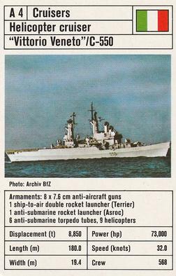 1981 Ace Trumps Modern Warships #A4 “Vittorio Veneto”/C-550 Front