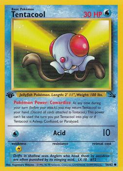 1999 Pokemon Fossil 1st Edition #56/62 Tentacool Front