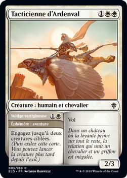 2019 Magic the Gathering Throne of Eldraine French #5 Tacticienne d'Ardenval // Voltige vertigineuse Front