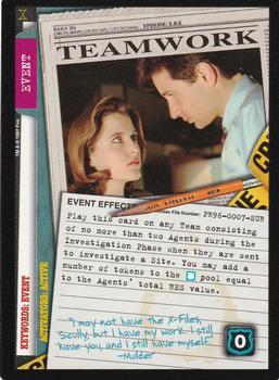 1996 US Playing Card Co. The X Files CCG - Promos #PR96-0007-SUR Teamwork Front