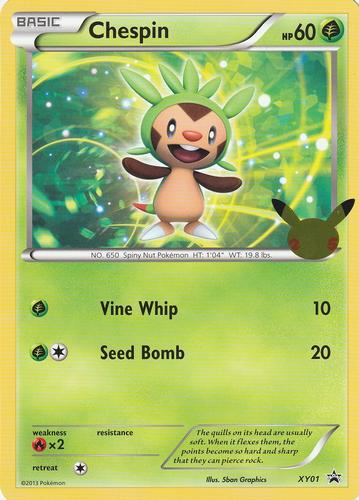 2021 Pokemon 25th Anniversary First Partner Collection #XY01 Chespin Front