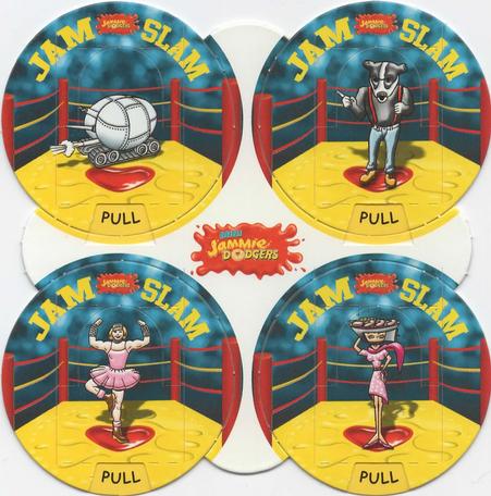 2002 Burton's Foods Jammie Dodger Jam Slam - Perforated Panels #NNO Autobot / Badger / Ballistic Ballerina / Barby-Q Front