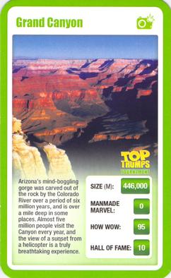2009 Top Trumps Tournament Wow #NNO Grand Canyon Front