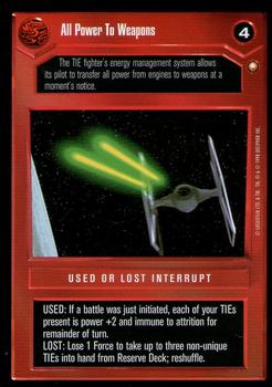 1998 Decipher Star Wars CCG Special Edition Limited #NNO All Power To Weapons Front