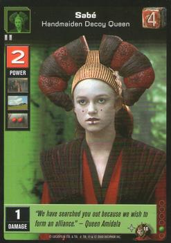 2000 Decipher Young Jedi: Battle of Naboo #16 Sabe, Handmaiden Decoy Queen Front