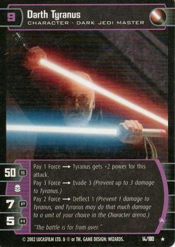 2002 Wizards of the Coast Star Wars: Attack of the Clones TCG #14 Darth Tyranus Front