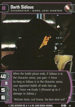 2002 Wizards of the Coast Star Wars: Attack of the Clones TCG #13 Darth Sidious Front