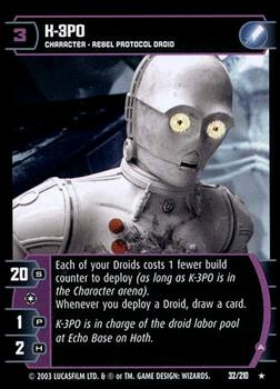 2003 Wizards of the Coast Star Wars The Empire Strikes Back TCG #32 K-3PO Front
