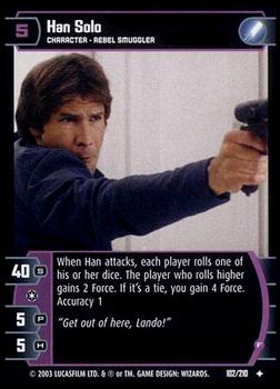 2003 Wizards of the Coast Star Wars The Empire Strikes Back TCG #102 Han Solo Front