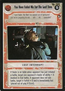 1996 Decipher Star Wars CCG Hoth Expansion #NNO You Have Failed Me For The Last Time Front