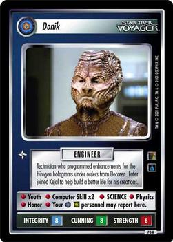2001 Decipher Star Trek The Borg #78 Donik (Personnel Hirogen) Front