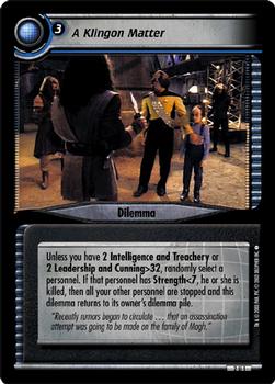 2003 Decipher Star Trek 2nd Edition Energize Expansion #2U1 A Klingon Matter (Dilemma) Front