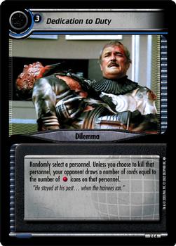 2003 Decipher Star Trek 2nd Edition Energize Expansion #2C4 Dedication to Duty (Dilemma) Front