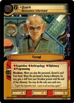2003 Decipher Star Trek 2nd Edition Call to Arms Expansion #182 Quark, Resistance Informant Front