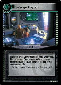 2003 Decipher Star Trek 2nd Edition Call to Arms Expansion #52 Sabotage Program Front