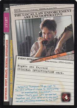 1996 US Playing Card Co. The X Files CCG #269 The Local Law Enforcement Are Uncooperative Front
