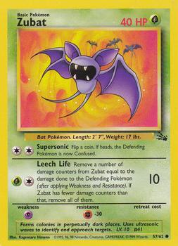 1999 Pokemon Fossil #57/62 Zubat Front