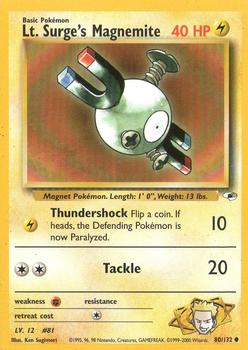 2000 Pokemon Gym Heroes #80/132 Lt. Surge's Magnemite Front