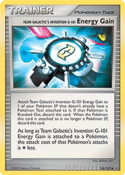 2009 Pokemon Platinum #116/127 Team Galactic's Invention G-101 Energy Gain Front