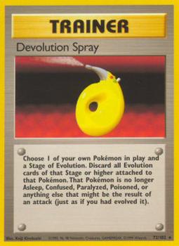 1999 Pokemon Shadowless #72/102 Devolution Spray Front