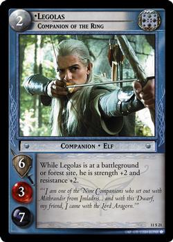 2004 Decipher Lord of the Rings Shadows #11S21 Legolas, Companion of the Ring Front