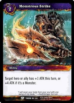 2012 Cryptozoic World of Warcraft Throne of the Tides #88 Monstrous Strike Front