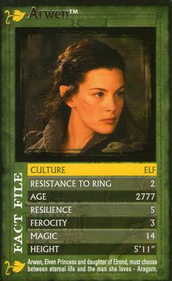2004 Top Trumps Specials The Lord of the Rings The Fellowship of the Ring #NNO Arwen Front