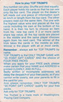 1983-85 Top Trumps Take Off #NNO Title Card Back
