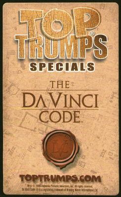 2006 Top Trumps Specials The Da Vinci Code #NNO Captain Bezu Fache Back