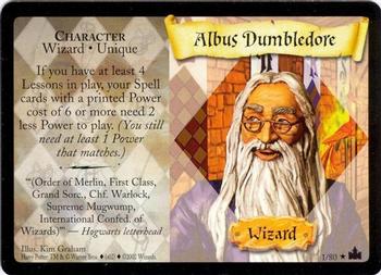 2002 Wizards Harry Potter Adventures at Hogwarts TCG #1 Albus Dumbledore Front