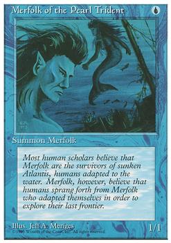 1995 Magic the Gathering 4th Edition #NNO Merfolk of the Pearl Trident Front