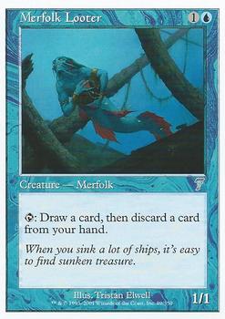 2001 Magic the Gathering 7th Edition #89 Merfolk Looter Front