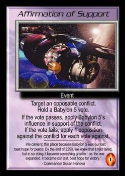 1998 Precedence Babylon 5 The Great War #NNO Affirmation of Support Front