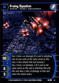 2003 Wizards of the Coast Star Wars Battle of Yavin #34 X-wing Squadron Front