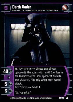 2003 Wizards of the Coast Star Wars Battle of Yavin #77 Darth Vader (F) Front