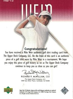 2001 SP Authentic - Tour Swatch Red #MW-TS Mike Weir Back