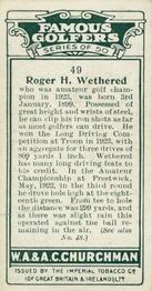 1927 Churchman's Famous Golfers #49 Roger Wethered Back