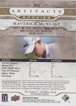 2021 Upper Deck Artifacts - Gold Spectrum Autographs #65 Maverick McNealy Back