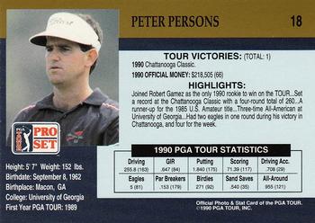 1990 Pro Set PGA Tour #18 Peter Persons Back