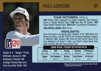 1990 Pro Set PGA Tour #21 Paul Azinger Back
