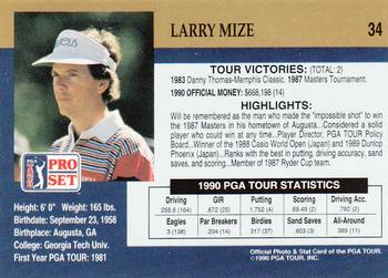 1990 Pro Set PGA Tour #34 Larry Mize Back