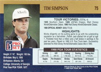 1990 Pro Set PGA Tour #75 Tim Simpson Back