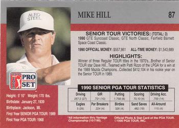 1990 Pro Set PGA Tour #87 Mike Hill Back