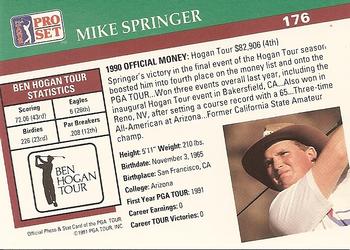 1991 Pro Set PGA Tour #176 Mike Springer Back