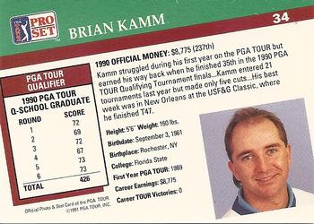 1991 Pro Set PGA Tour #34 Brian Kamm Back