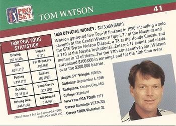 1991 Pro Set PGA Tour #41 Tom Watson Back