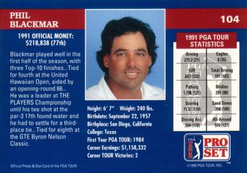 1992 Pro Set PGA Tour #104 Phil Blackmar Back